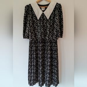 Vintage Black and White Midi Dress